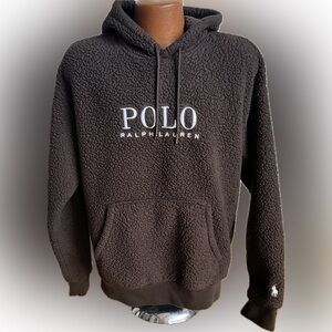 Polo Ralph Lauren hoodie Sherpa faux shearling pullover hooded sweatshirt M
